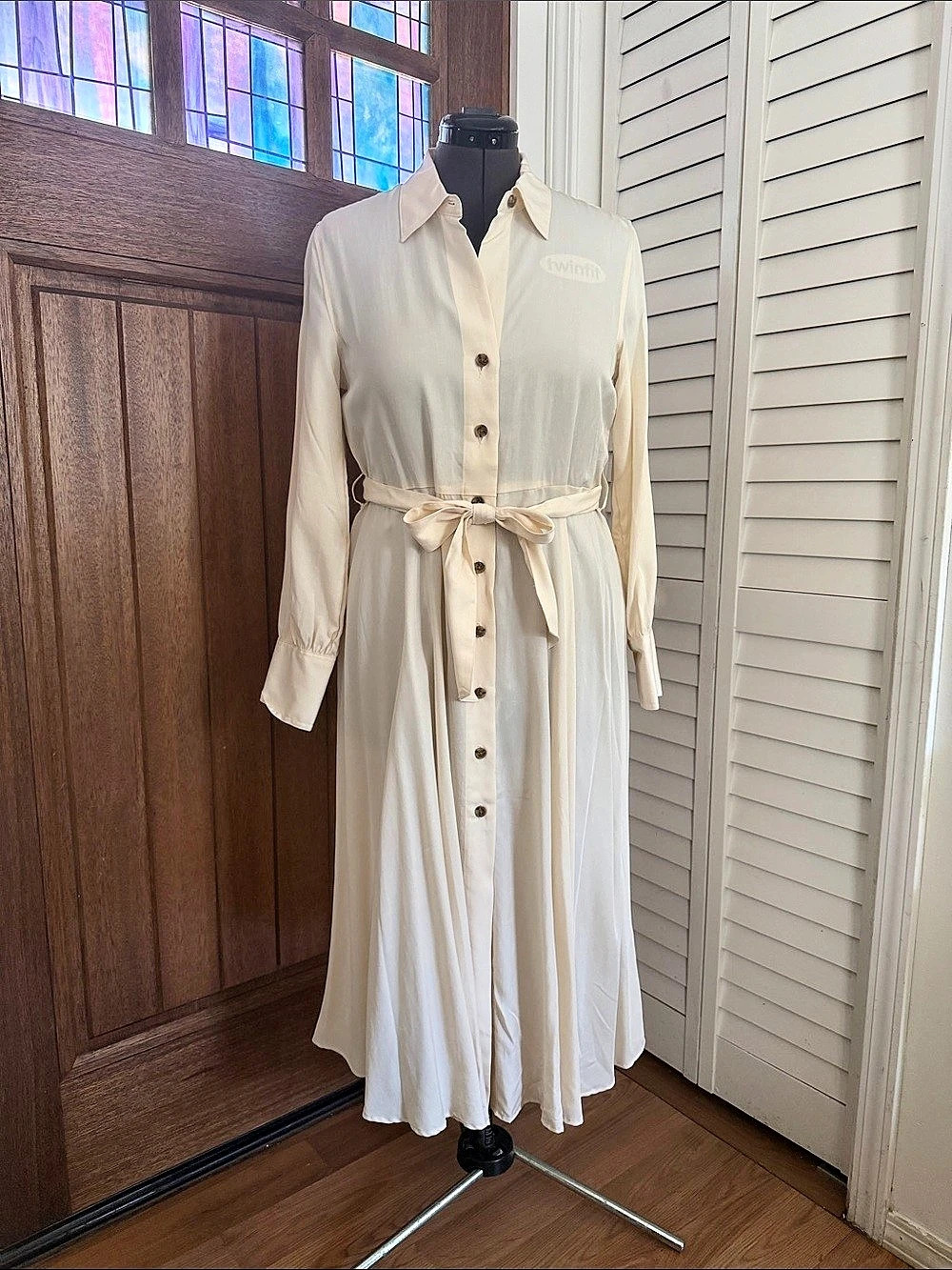 NEW! Banana Republic Belted Shirt Dress | Women's Small | NWT | Cream/Ivory